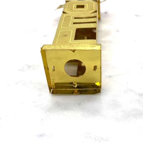 1980s Kitsch Ornament "Noel" Gold Tone Metal 3-Dimensional Christmas - Picture 4 of 12